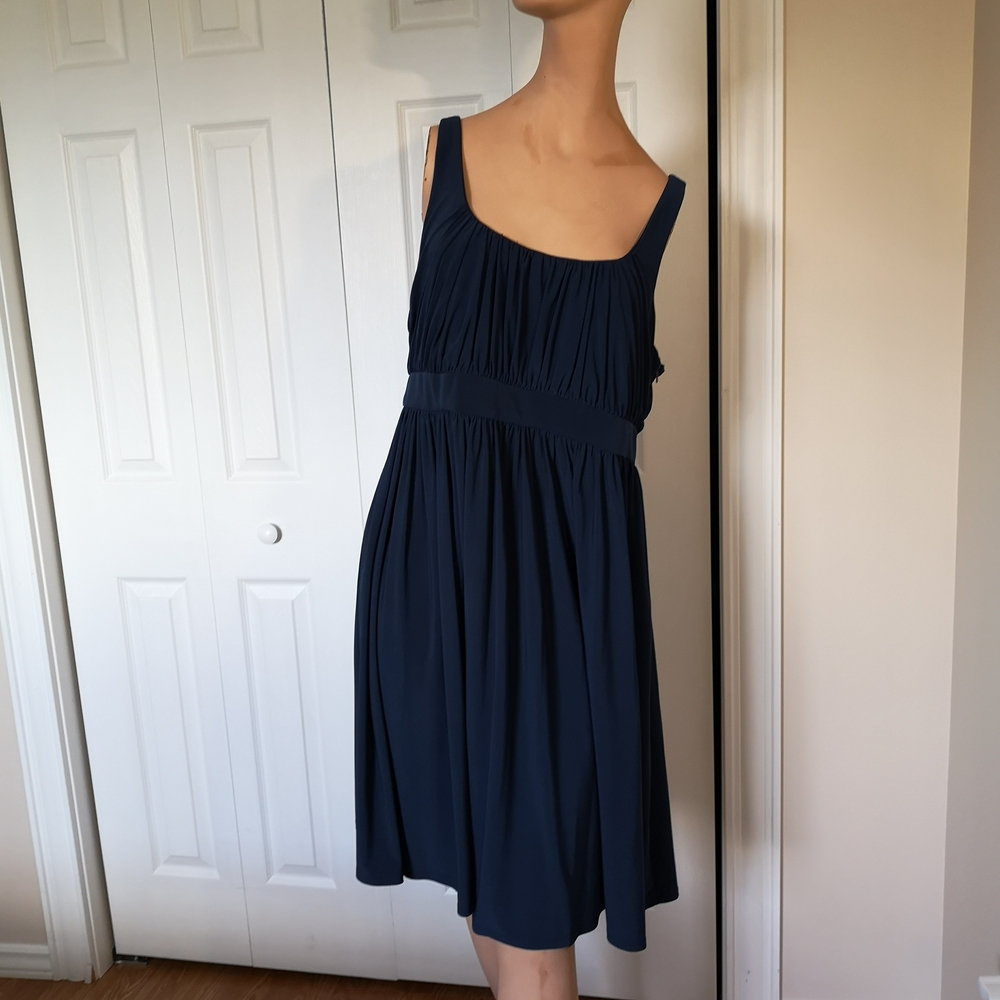 Essentials By ABS Romantic Cottage Core Navy Blue Sleeveless Dress Size 14